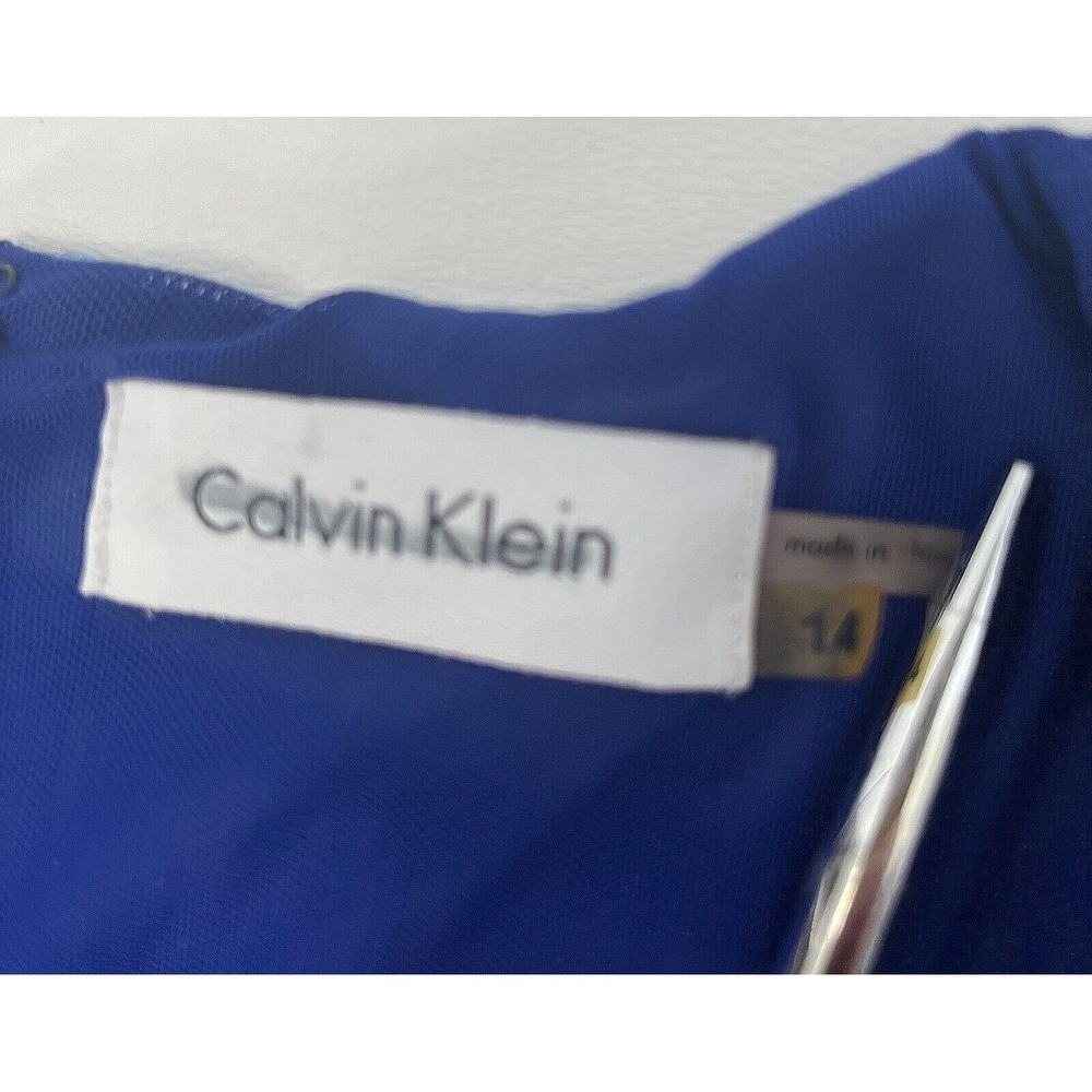 Calvin Klein Women 14 Blue Tie Dye Dress Beach Resort Cruise Pockets - Picture 12 of 13